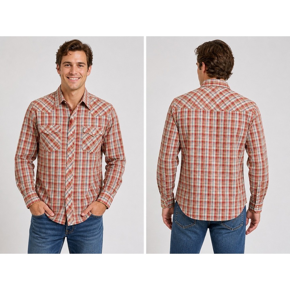 Panhandle Slim Western Shirt Mens M Plaid Snap Button Cowboy Vintage
